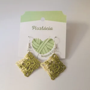 Horgolt fülbevaló - Pisztácia